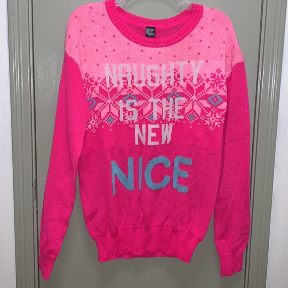 Lightweight Crew Neck Long Sleeve Knit Top “!Naughty is the New Nice” - Picture 6 of 17